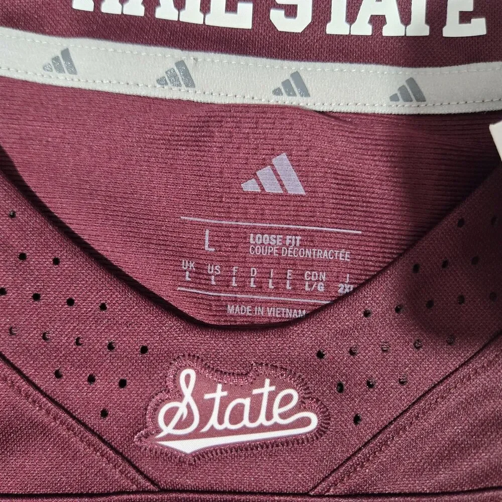 $100 Adidas Mississippi State Bulldogs NCAA Mens Large Football Home Jersey L